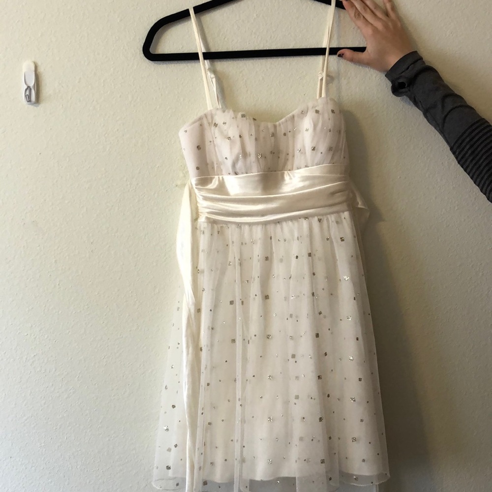Cute cream homecoming/party dress